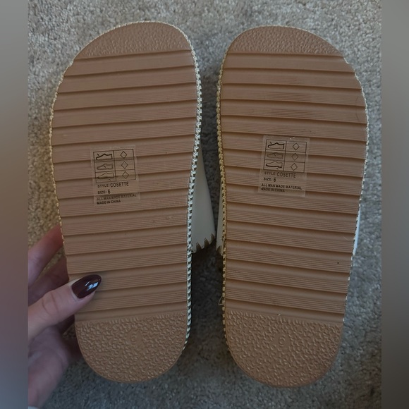 Yoki Platform White and Tan Sandals - Picture 3 of 3